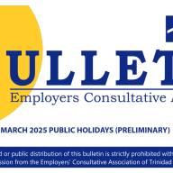 ECA Bulletin (Preliminary) - March 2025 Public Holidays